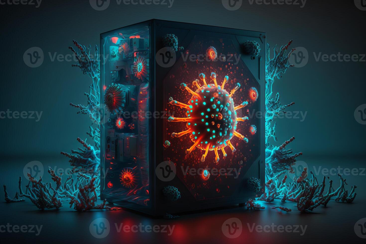 Computer Virus Background. Malware, Ransomware, Spam, Phishing, Hacked or Attact Computer Concept. photo