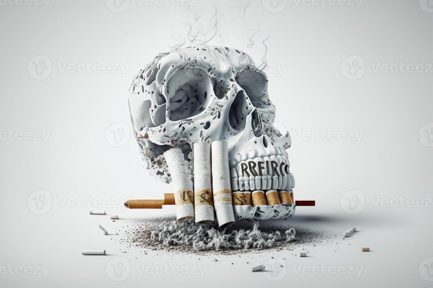mundo No tabaco día fondo, No de fumar concepto con cráneo y cigarrillo. generativo ai foto