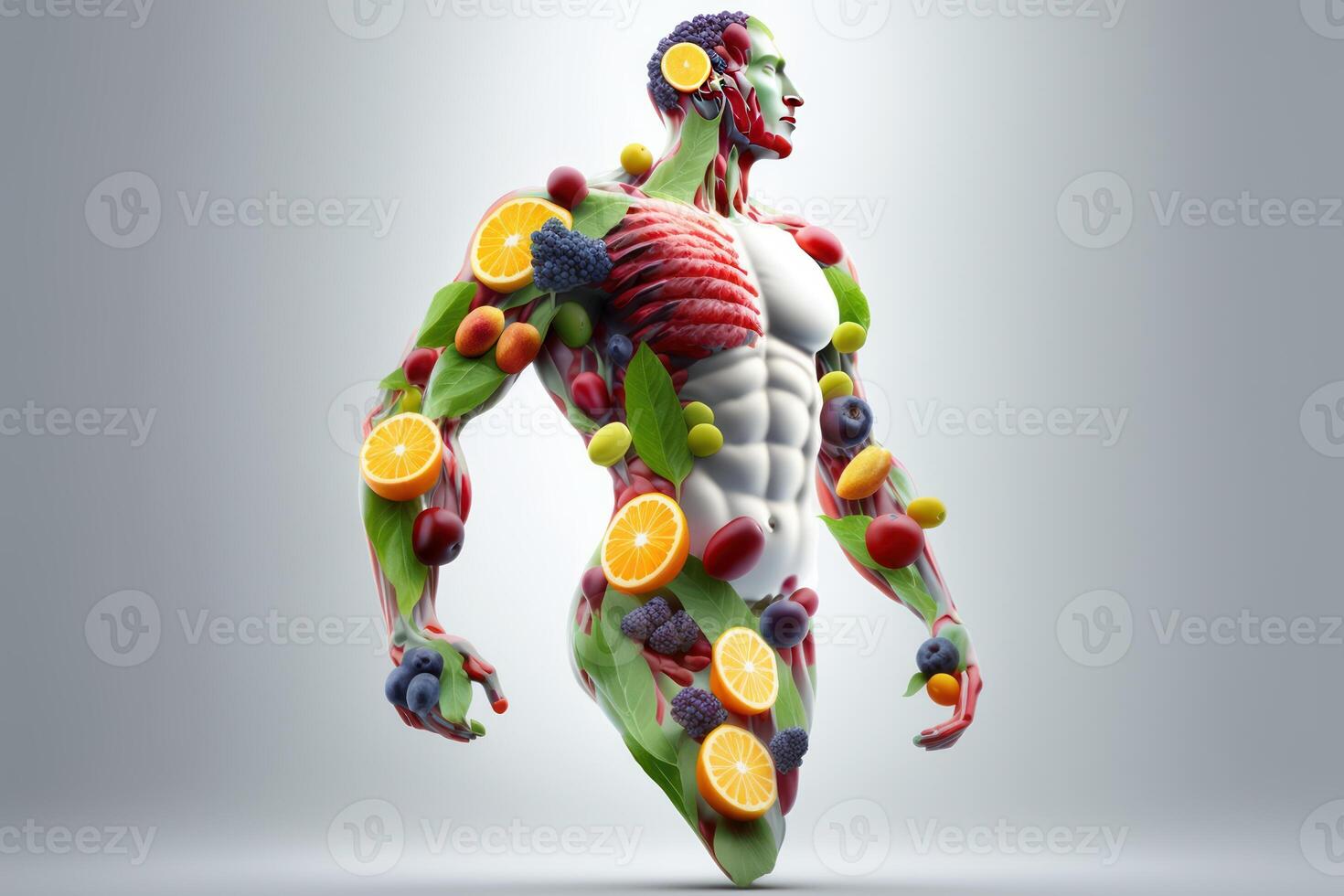 Vegetables forming a human body metabolism and nutrition, Eating Diet Food  for Energy and Digestion. Created Generative Ai 21840577 Stock Photo at  Vecteezy