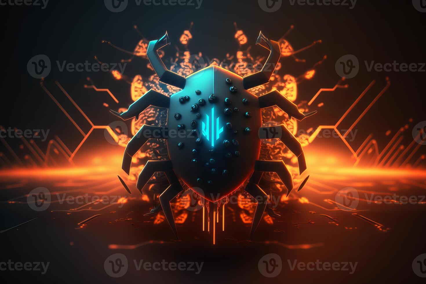Computer Virus Background. Malware, Ransomware, Spam, Phishing, Hacked or Attact Computer Concept. photo