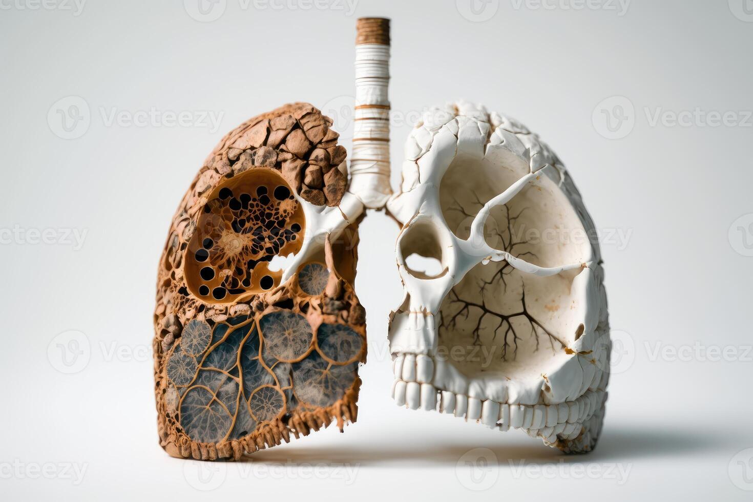 World no tobacco day background, No smoking concept with skull and cigarette. photo