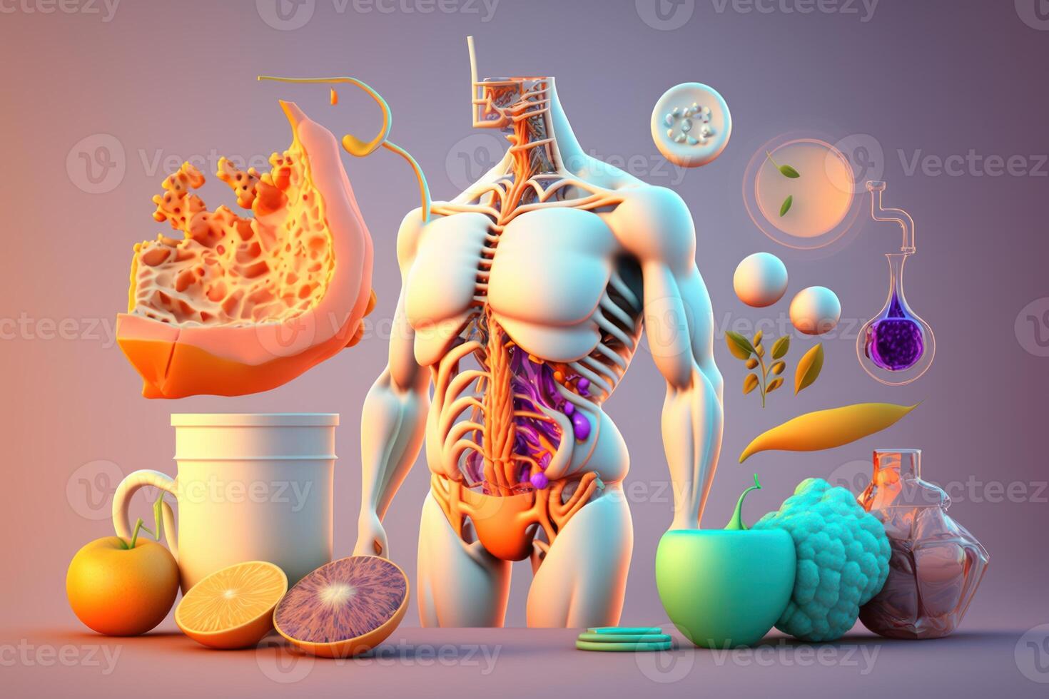 Vegetables forming a human body metabolism and nutrition, Eating Diet Food  for Energy and Digestion. Created Generative Ai 21862491 Stock Photo at  Vecteezy