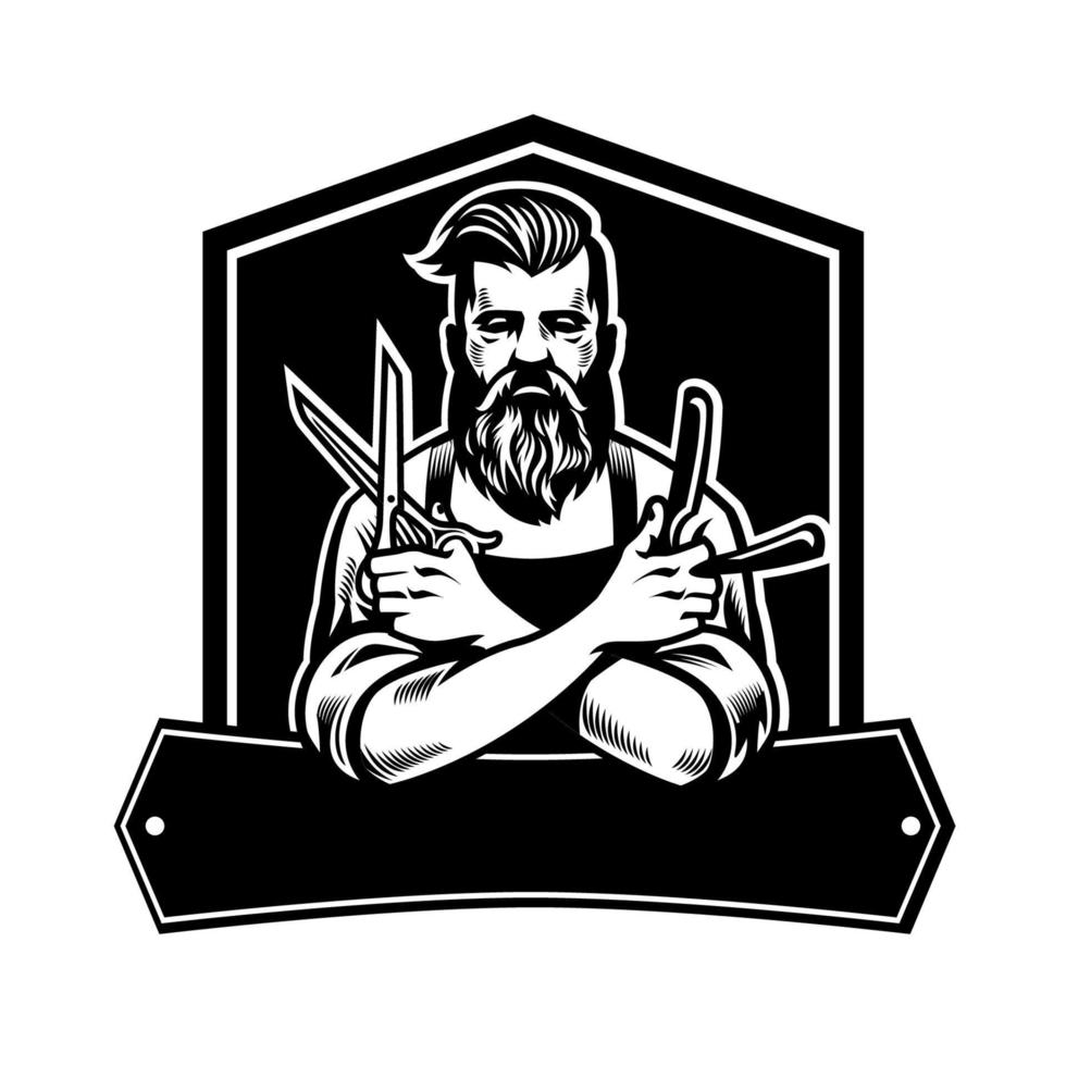 barberman with scissors vector