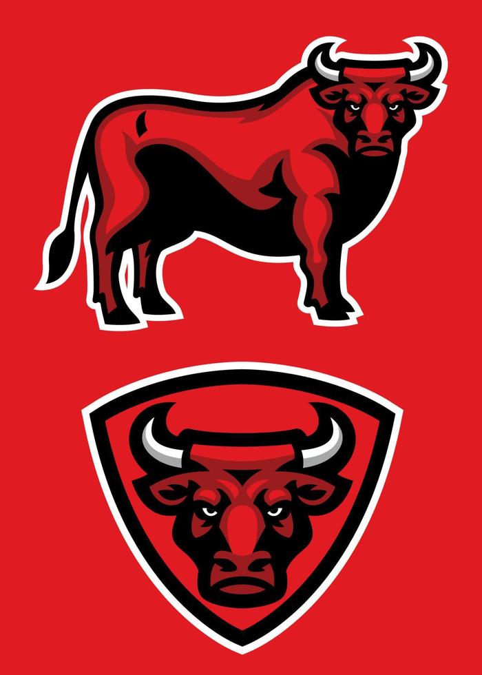 angry bull pose vector