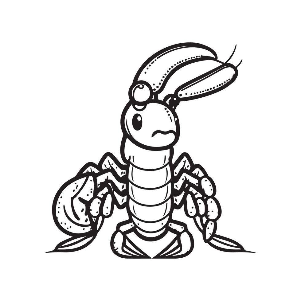 Cartoon Lobster Vector, Lobster cartoon character black vector outline, Sea food vector