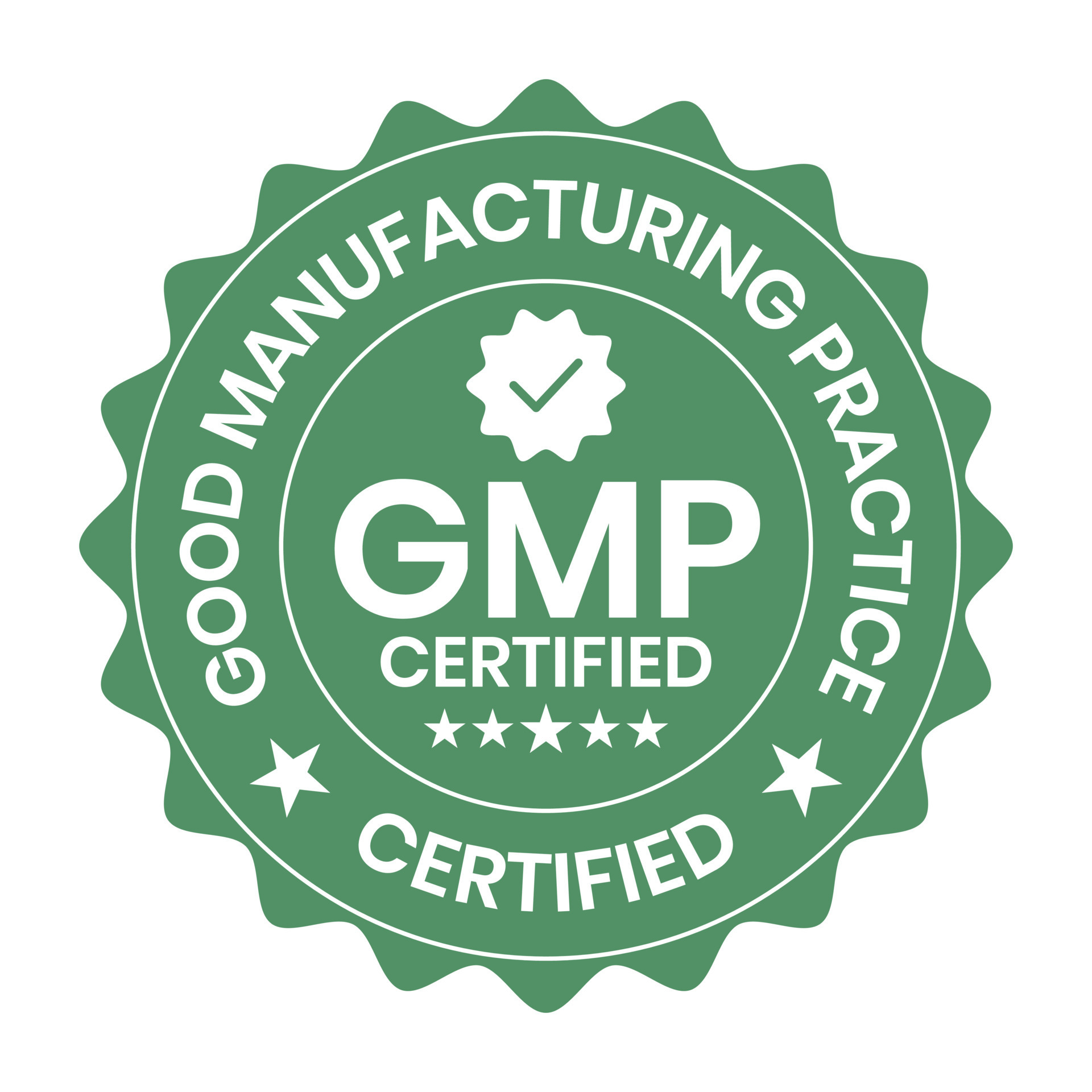 GMP Certified or Good Manufacturing Practice Certified Badge, Stamp