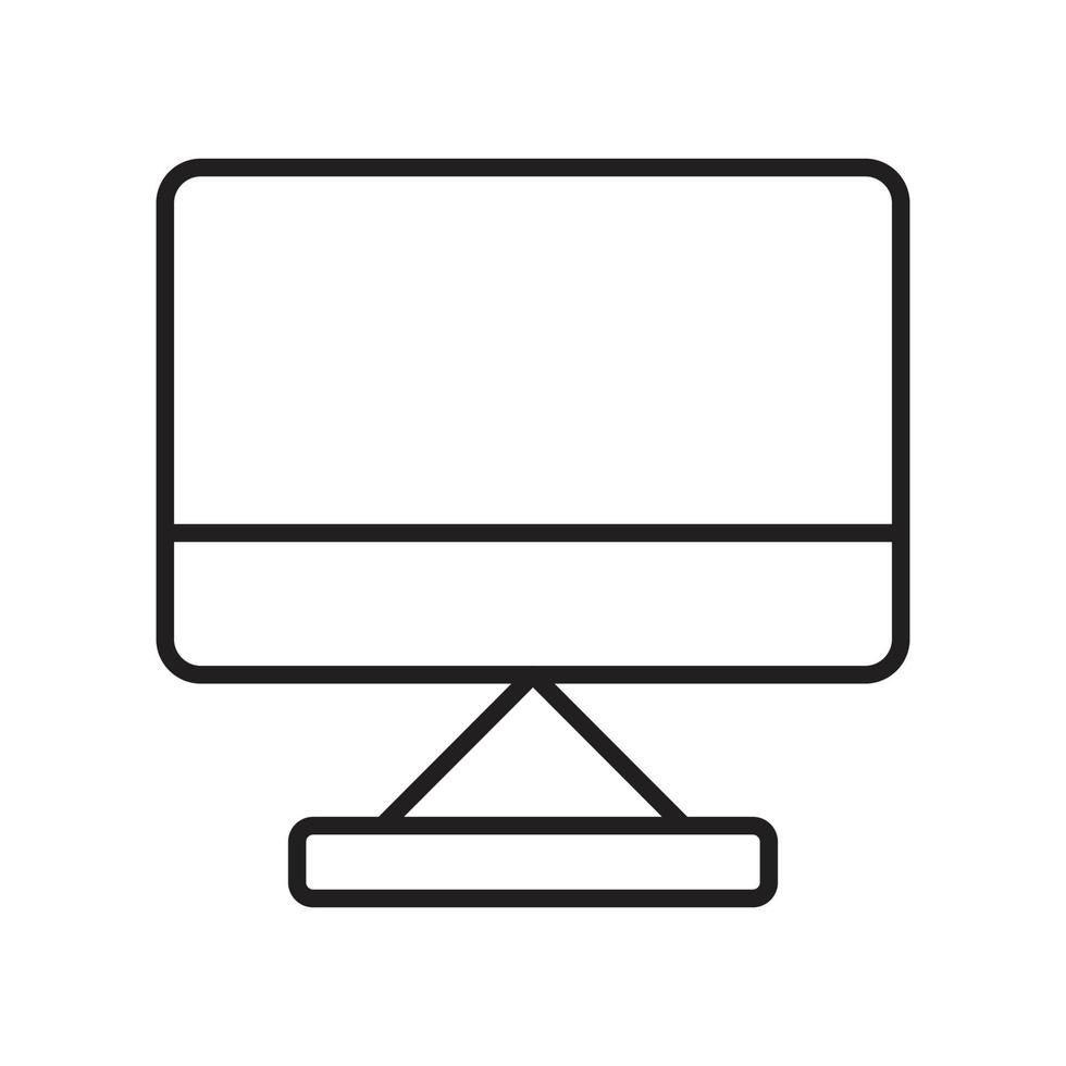 Desktop Monitor Icon, Desktop Computer Icon, PC or Personal Computer Icon Vector Black and White