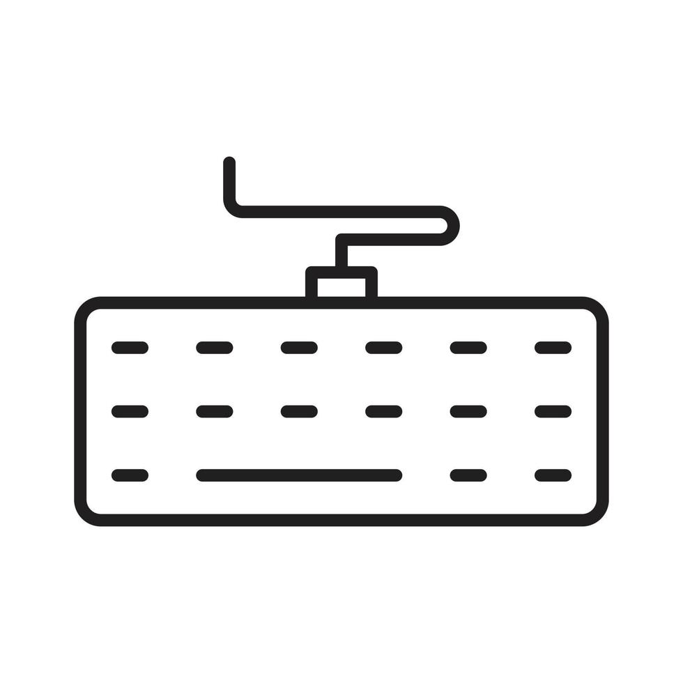 Keyboard Icon Vector With Cable, Keyboard Typing For Desktop Computer and Laptop Black and White Color With Outline Mood