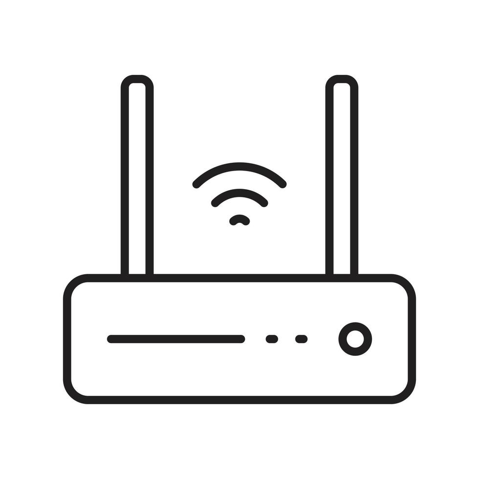 Router Icon Vector, Router WiFi Outline Vector Icon, isolated, Black and White, Wireless Router Vector Template, Broadband Line