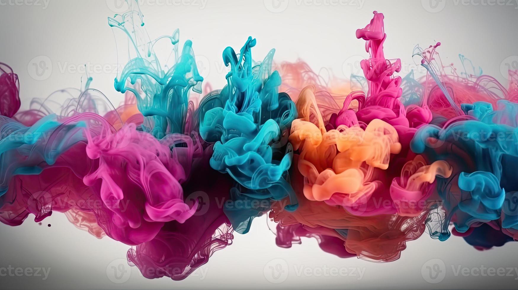 Abstract soft colorful ink splash in water background. photo