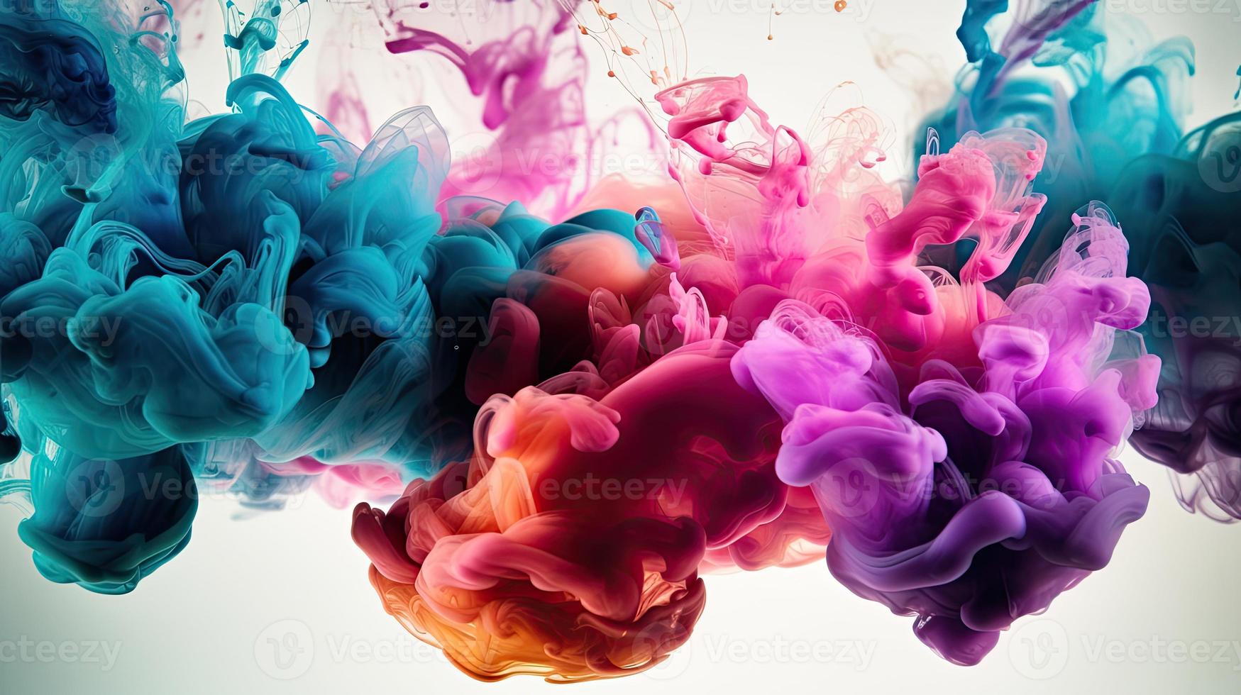 Abstract soft colorful ink splash in water background. photo