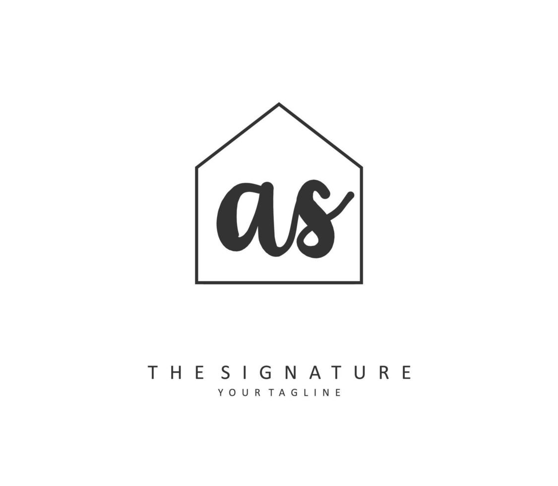 A S AS Initial letter handwriting and  signature logo. A concept handwriting initial logo with template element. vector