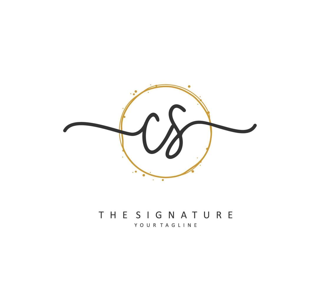 C S CS Initial letter handwriting and  signature logo. A concept handwriting initial logo with template element. vector