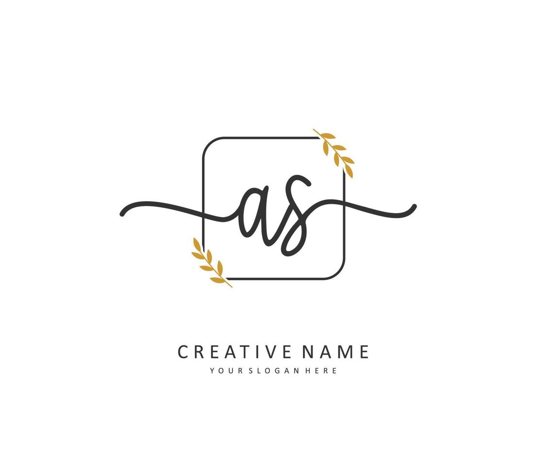 A S AS Initial letter handwriting and  signature logo. A concept handwriting initial logo with template element. vector