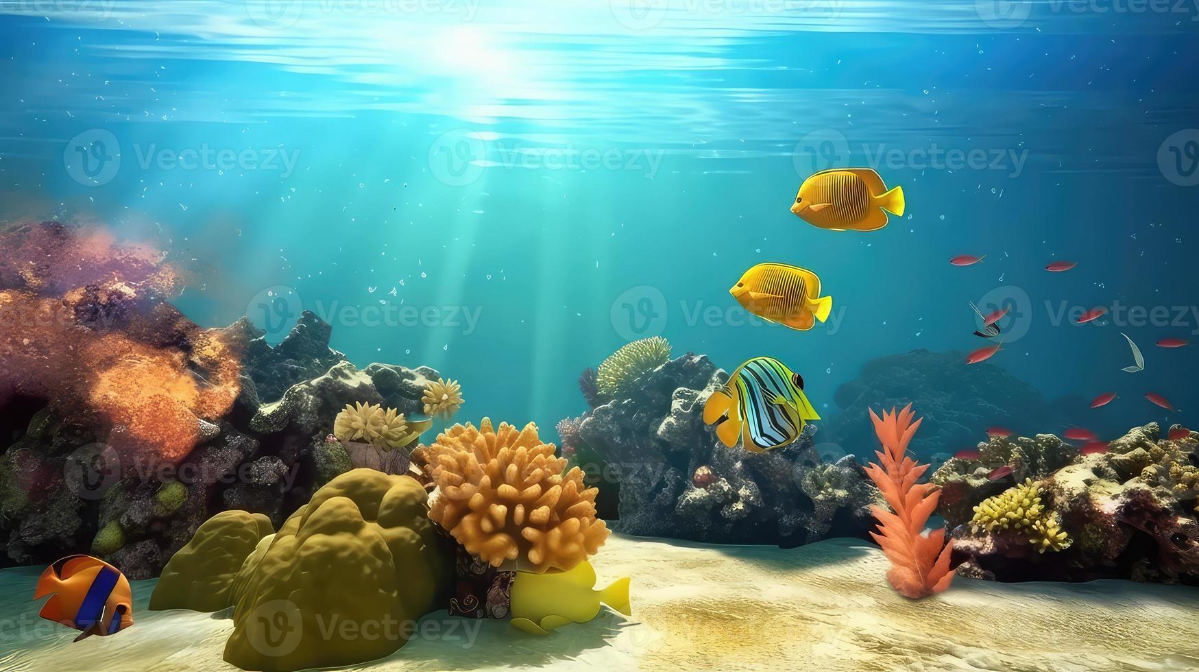 Animals of the underwater sea world. Ecosystem. Colorful tropical fish. photo