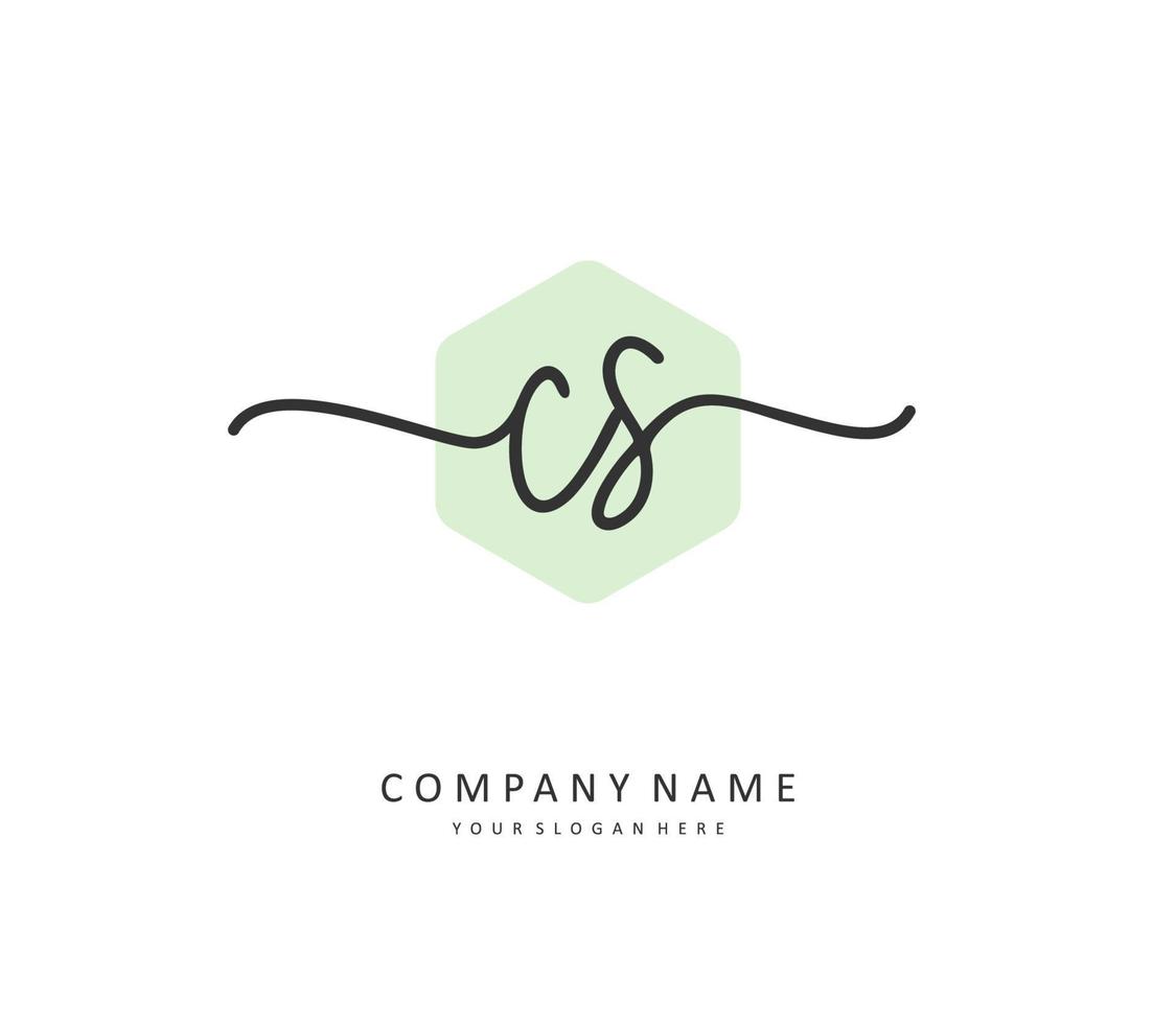 C S CS Initial letter handwriting and  signature logo. A concept handwriting initial logo with template element. vector