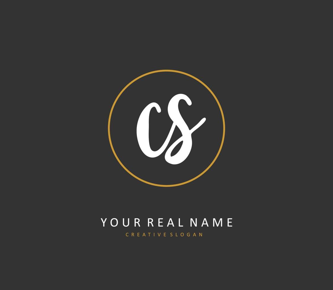 C S CS Initial letter handwriting and  signature logo. A concept handwriting initial logo with template element. vector