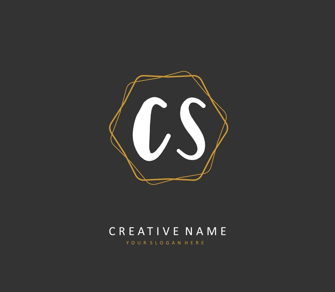 C S CS Initial letter handwriting and  signature logo. A concept handwriting initial logo with template element. vector