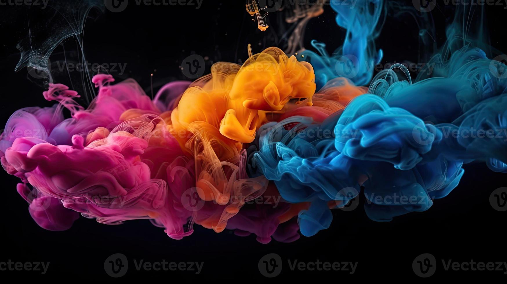 Abstract soft colorful ink splash in water background. photo