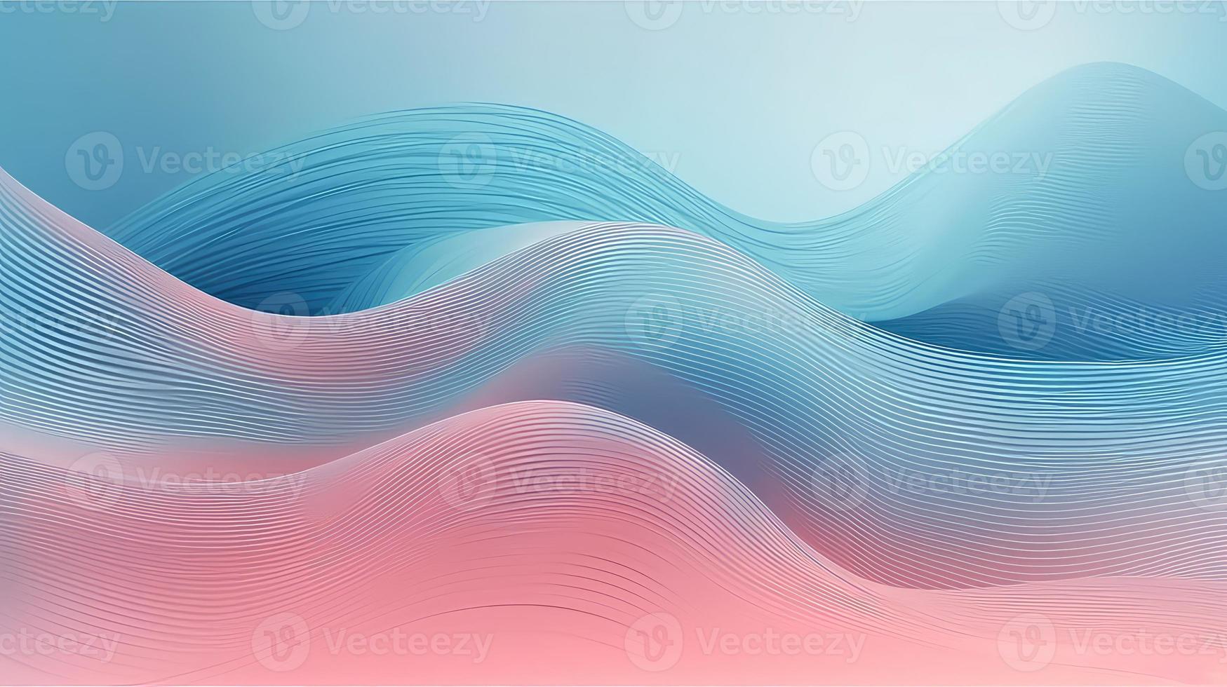 Abstract pink blue wavy with blurred light curved lines background. illustration background. soft pastel color. wave background. photo