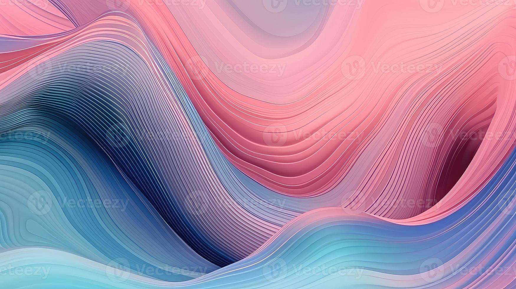 Abstract pink blue wavy with blurred light curved lines background. illustration background. soft pastel color. wave background. photo