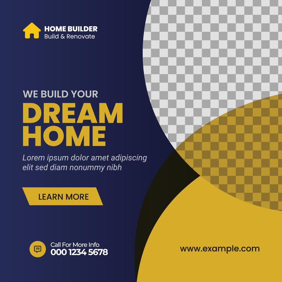 construction real state social media post web banner template vector