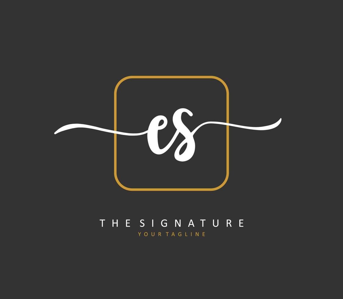E S ES Initial letter handwriting and  signature logo. A concept handwriting initial logo with template element. vector