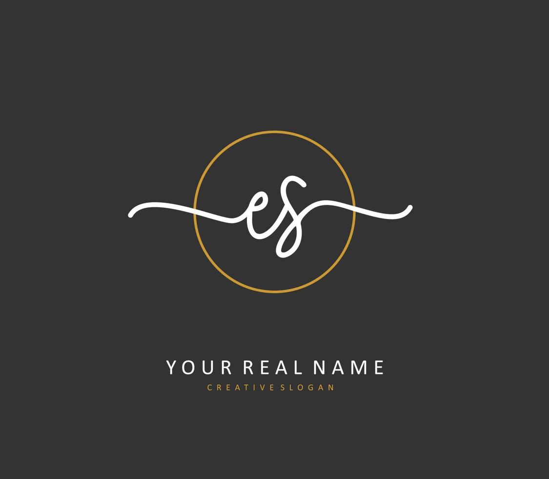 E S ES Initial letter handwriting and  signature logo. A concept handwriting initial logo with template element. vector