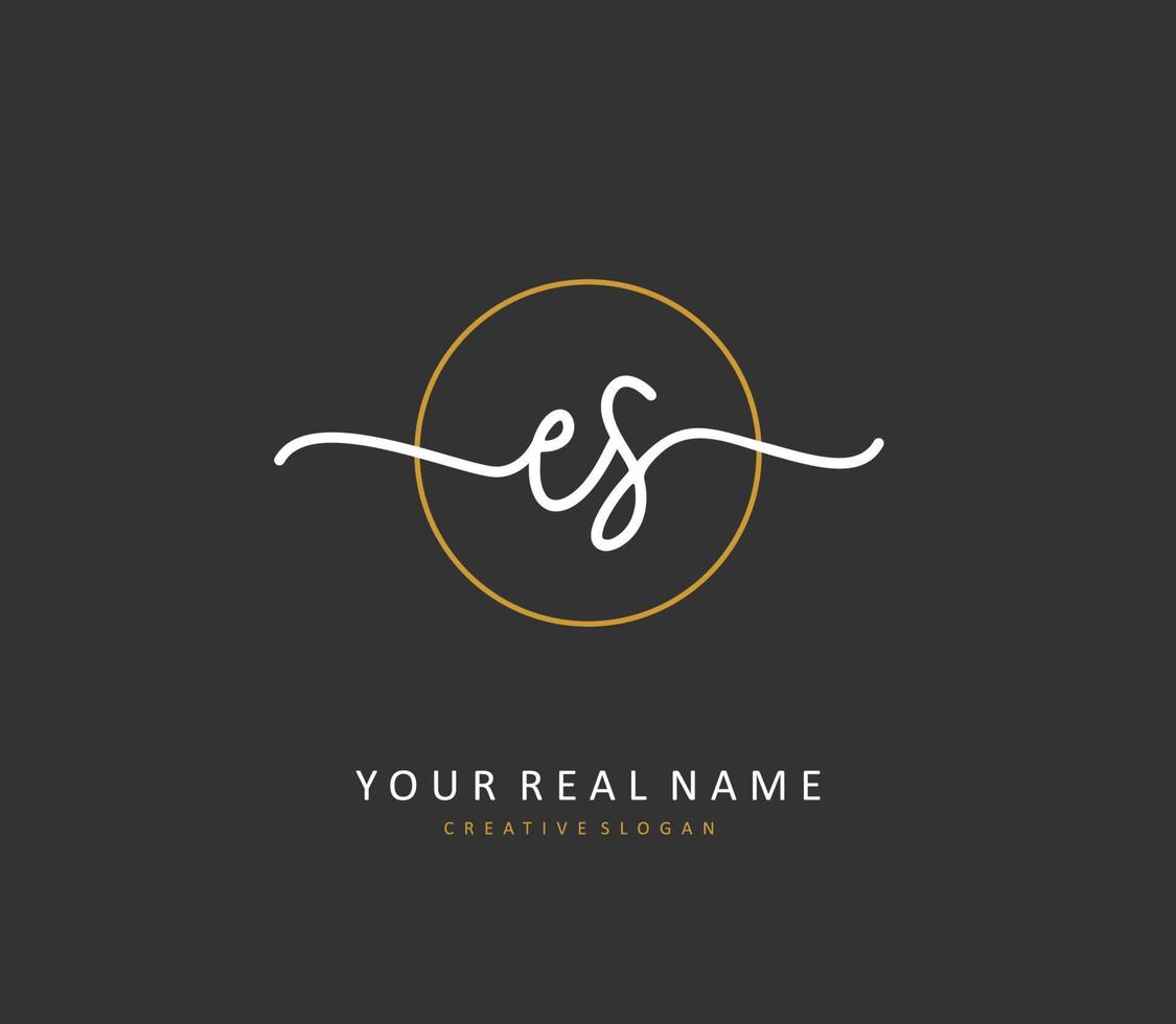 E S ES Initial letter handwriting and  signature logo. A concept handwriting initial logo with template element. vector