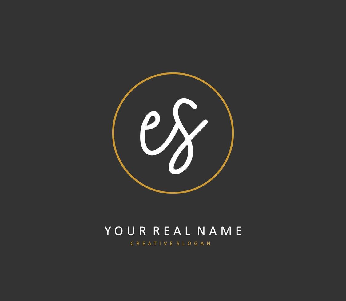 E S ES Initial letter handwriting and  signature logo. A concept handwriting initial logo with template element. vector