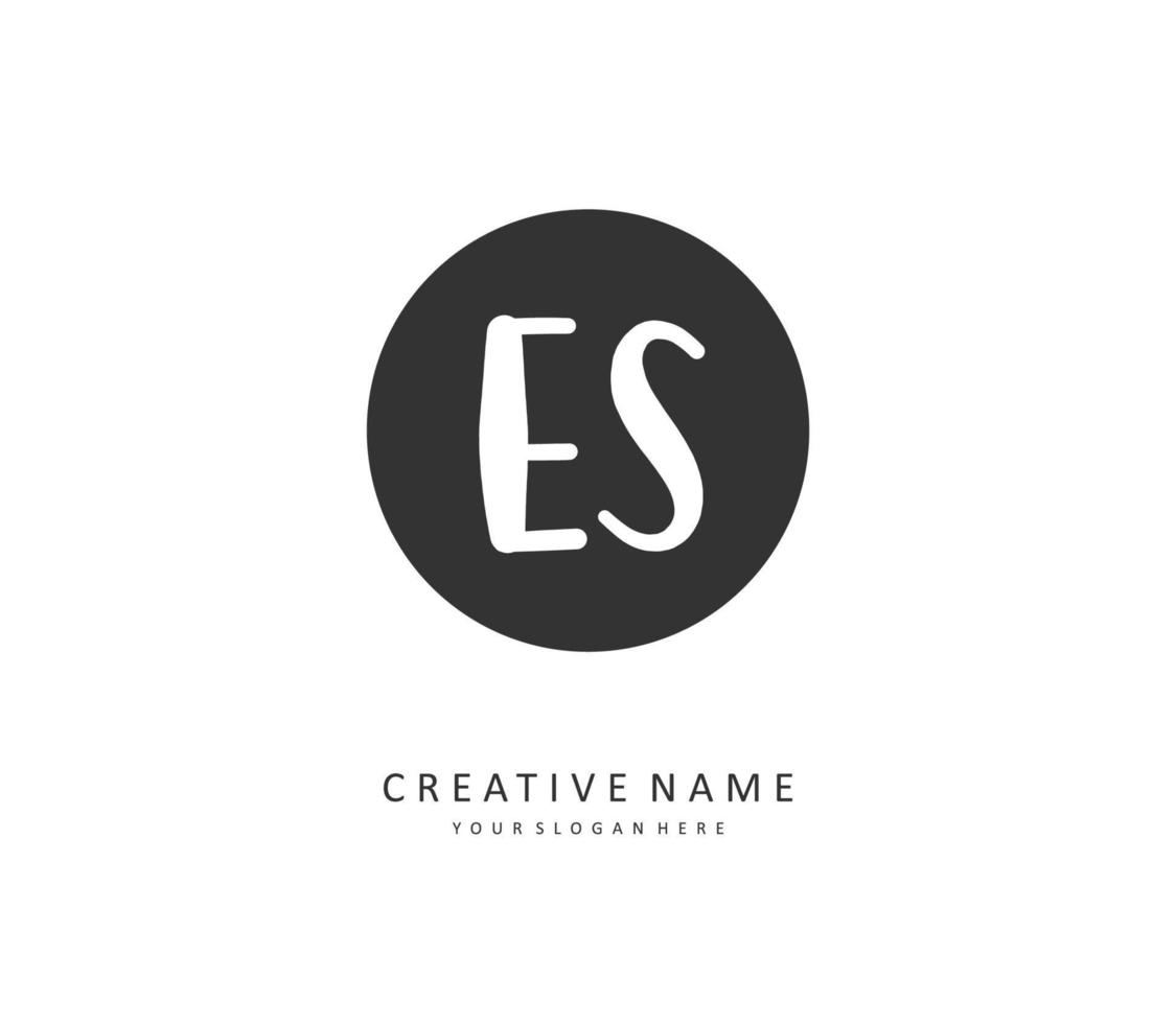E S ES Initial letter handwriting and  signature logo. A concept handwriting initial logo with template element. vector