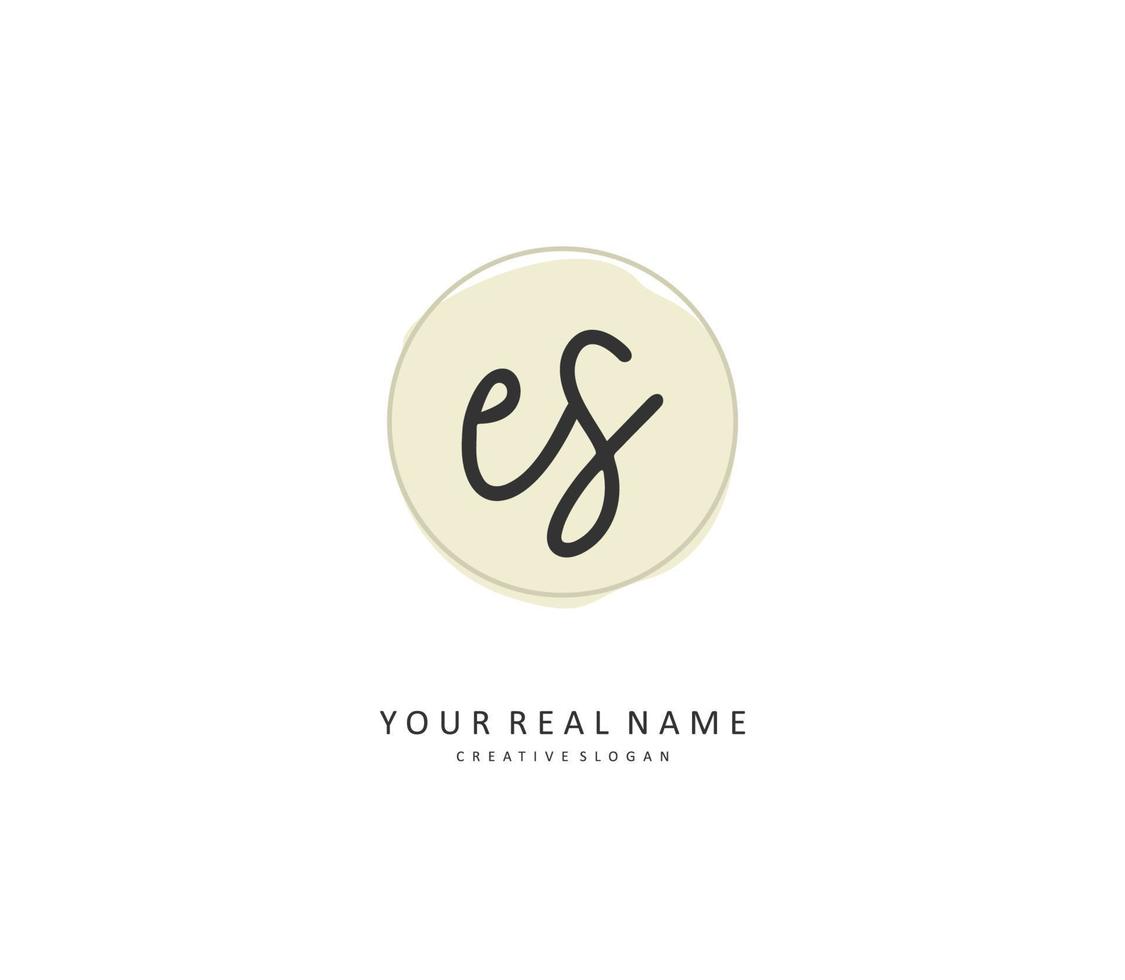 E S ES Initial letter handwriting and  signature logo. A concept handwriting initial logo with template element. vector