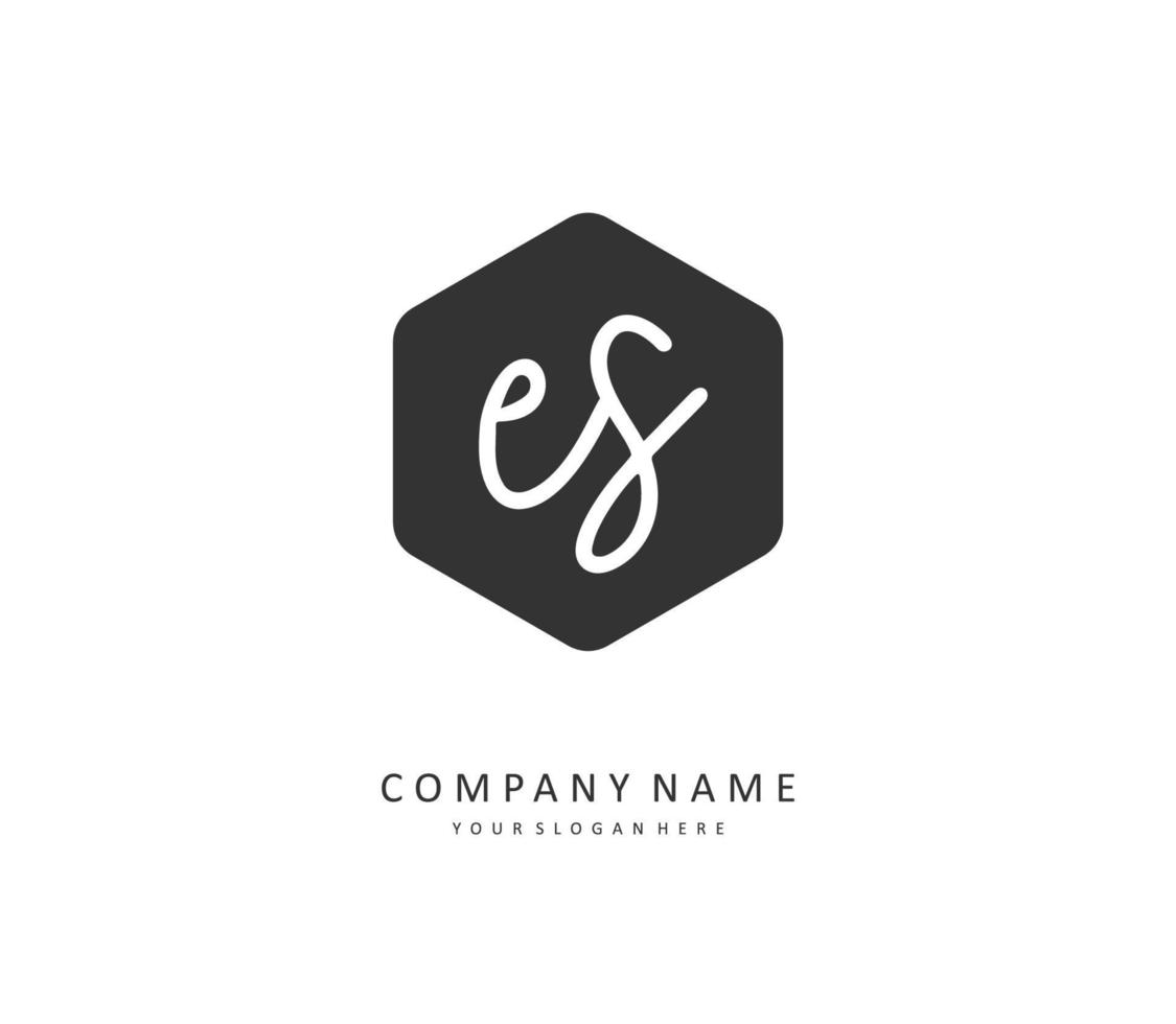 E S ES Initial letter handwriting and  signature logo. A concept handwriting initial logo with template element. vector
