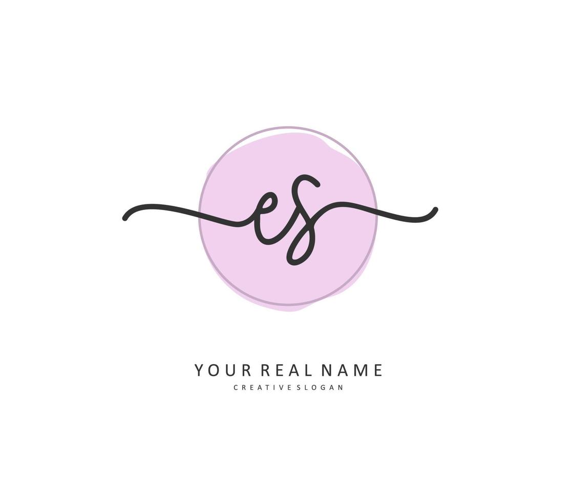 E S ES Initial letter handwriting and  signature logo. A concept handwriting initial logo with template element. vector