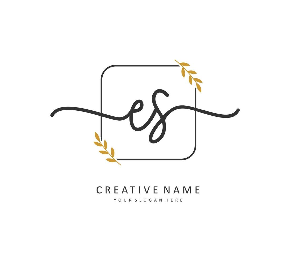 E S ES Initial letter handwriting and  signature logo. A concept handwriting initial logo with template element. vector