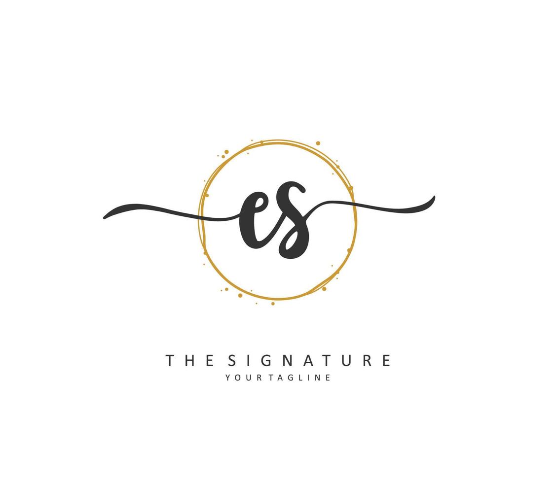 E S ES Initial letter handwriting and  signature logo. A concept handwriting initial logo with template element. vector