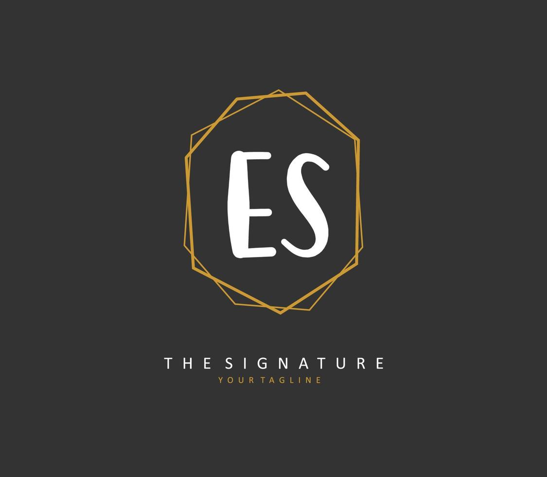 E S ES Initial letter handwriting and  signature logo. A concept handwriting initial logo with template element. vector