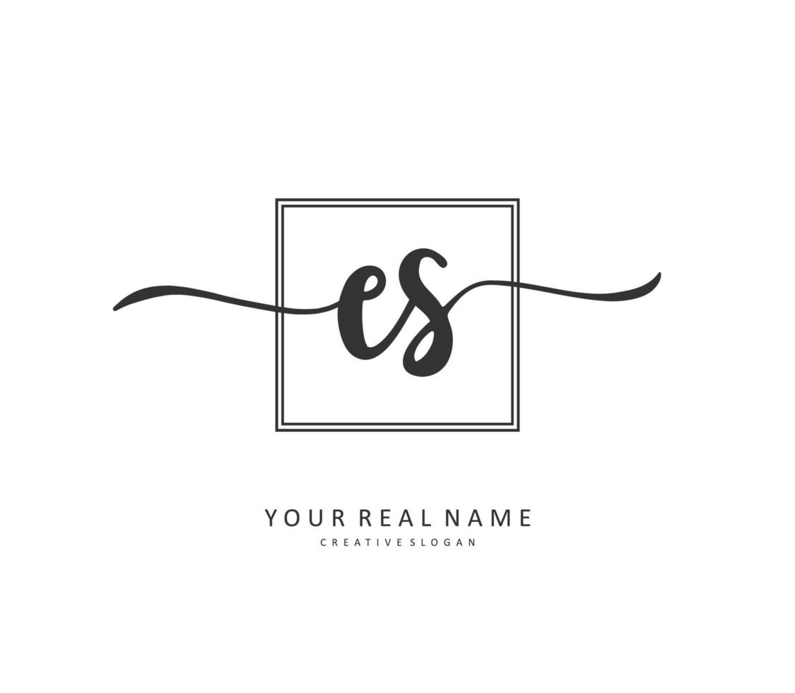 E S ES Initial letter handwriting and  signature logo. A concept handwriting initial logo with template element. vector