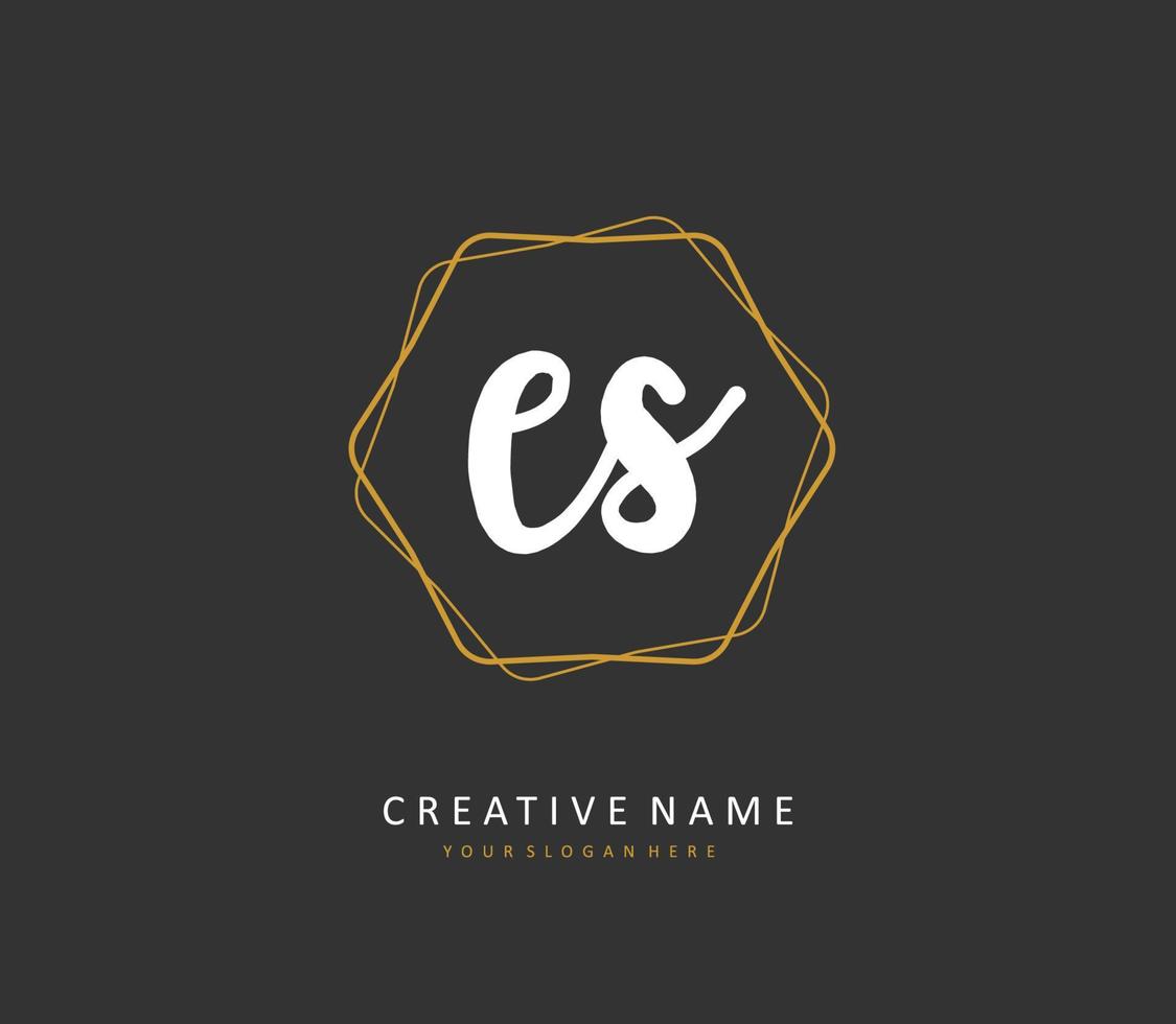 E S ES Initial letter handwriting and  signature logo. A concept handwriting initial logo with template element. vector