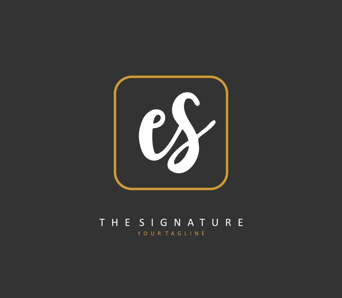 E S ES Initial letter handwriting and  signature logo. A concept handwriting initial logo with template element. vector