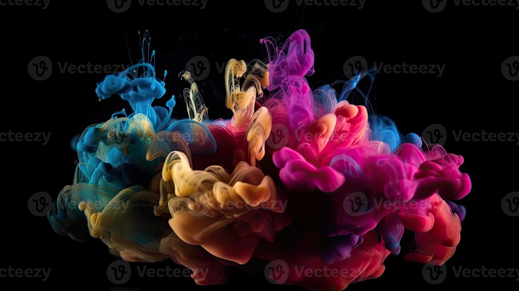 Abstract soft colorful ink splash in water background. photo