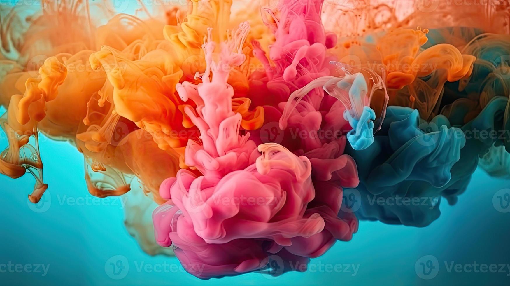 Abstract soft colorful ink splash in water background. photo