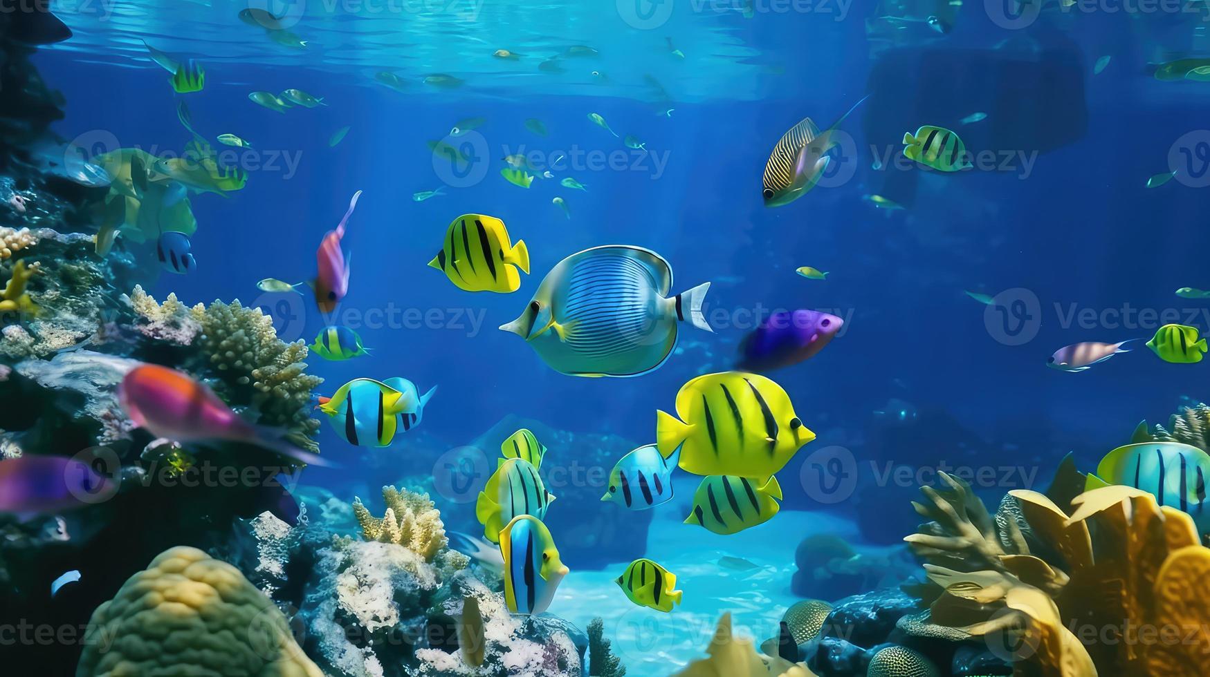 Animals of the underwater sea world. Ecosystem. Colorful tropical fish. photo