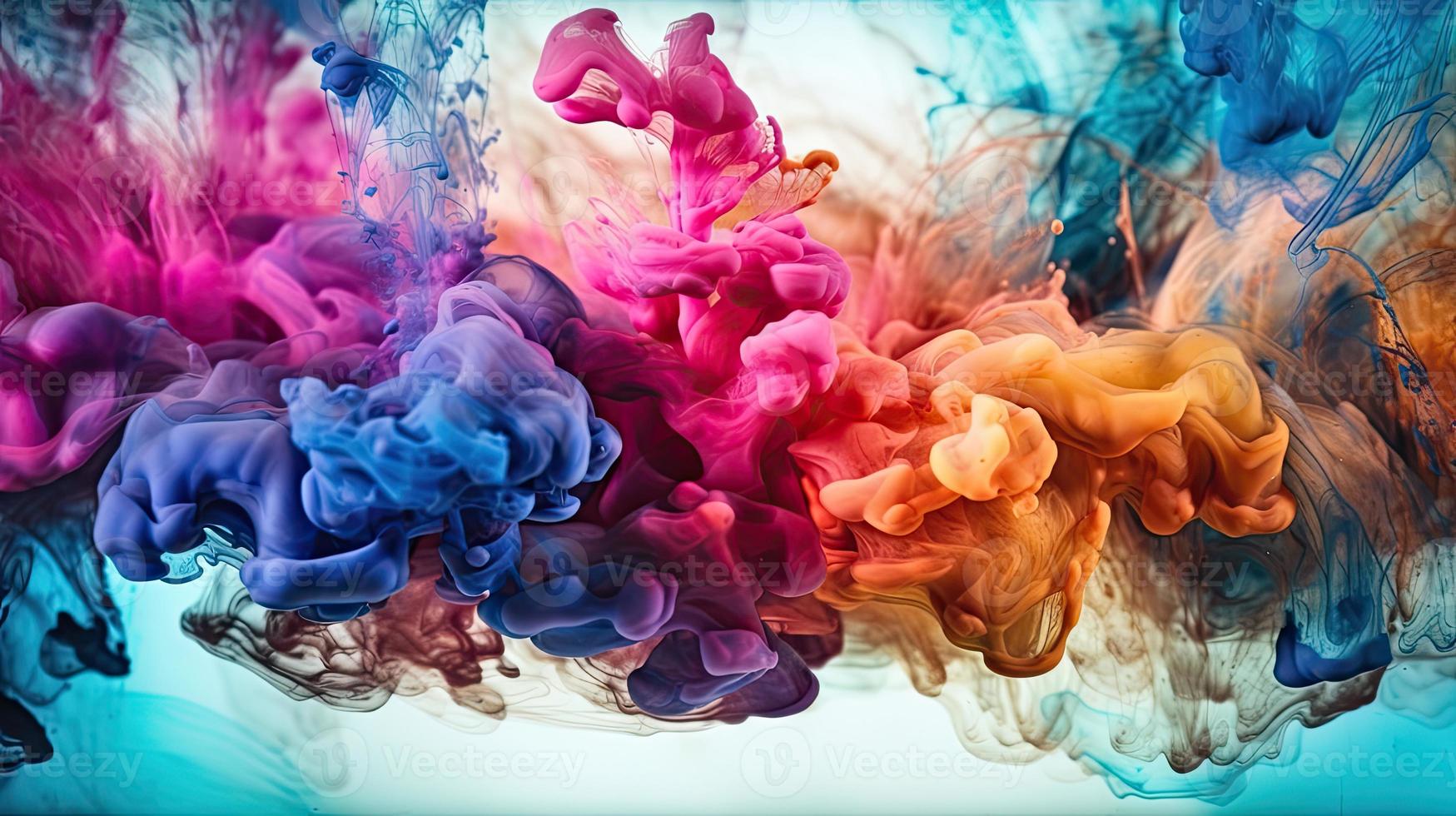 Abstract soft colorful ink splash in water background. photo