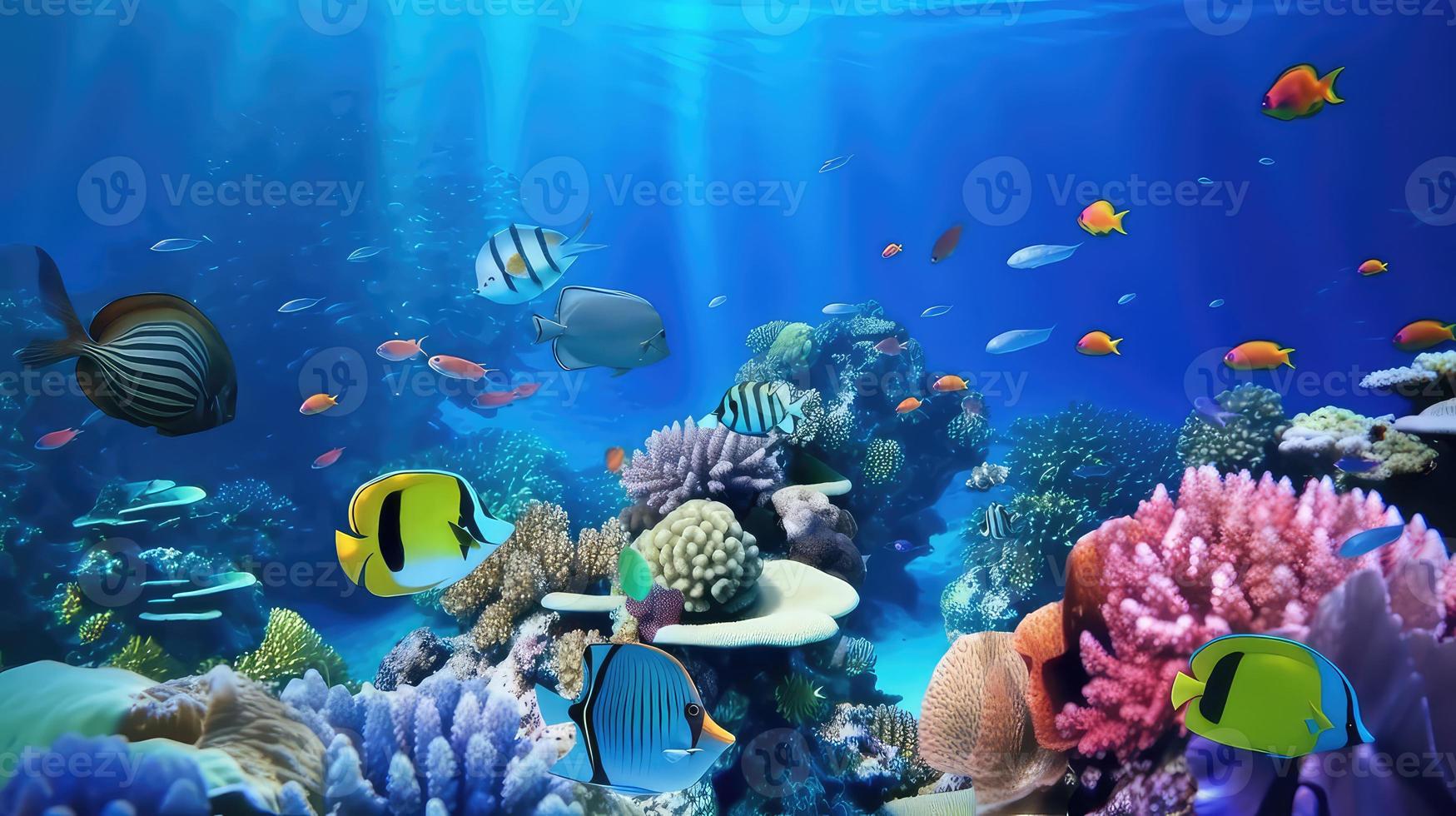 Animals of the underwater sea world. Ecosystem. Colorful tropical fish. photo