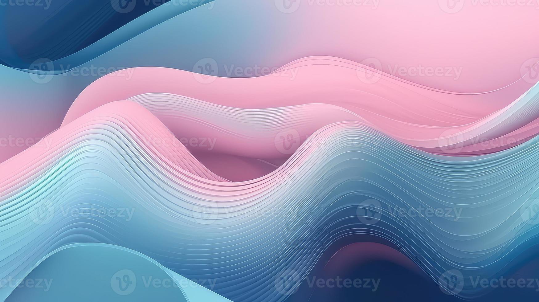 Abstract pink blue wavy with blurred light curved lines background. illustration background. soft pastel color. wave background. photo