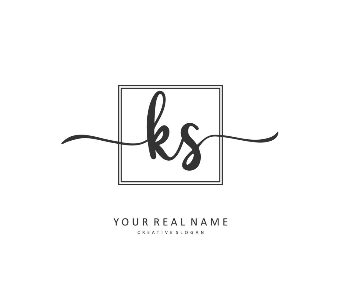 K S KS Initial letter handwriting and  signature logo. A concept handwriting initial logo with template element. vector