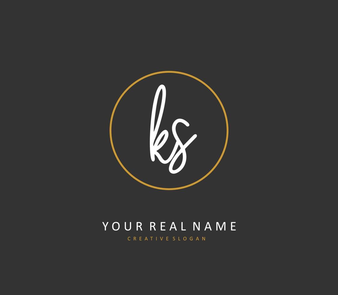 K S KS Initial letter handwriting and  signature logo. A concept handwriting initial logo with template element. vector