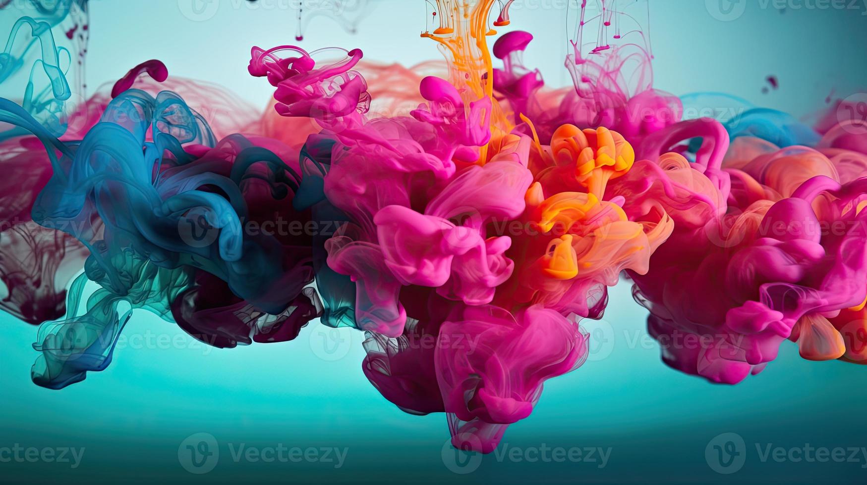 Abstract soft colorful ink splash in water background. photo