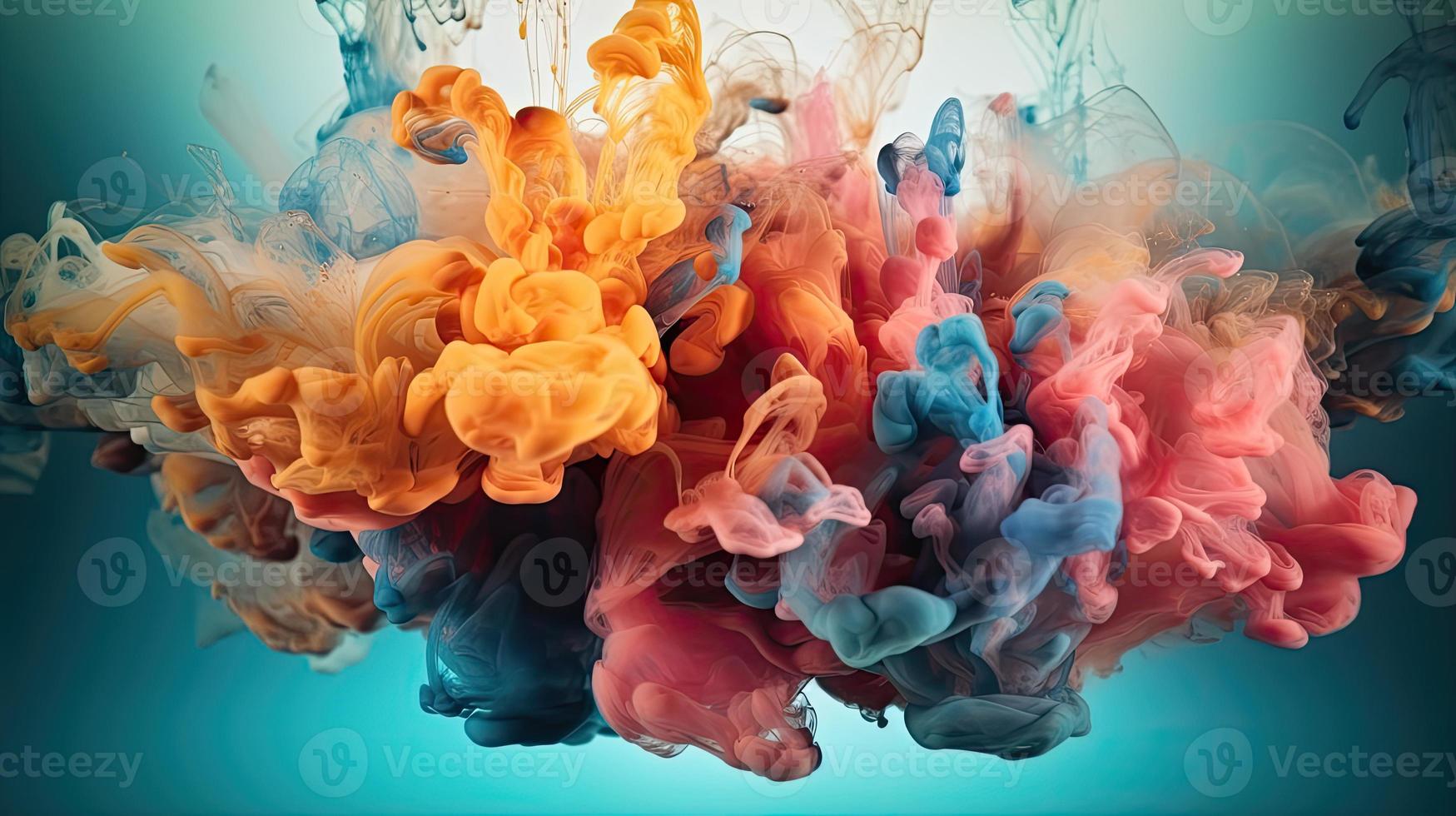 Abstract soft colorful ink splash in water background. photo
